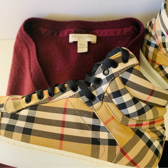 BURBERRY REETH Canvas High-Tops Sneakers - Picture 3 of 10